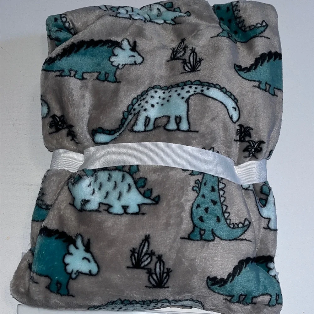 Dinosaur Adirondack Berkshire security  Blanket Baby Boy 30X40 green gray NWT